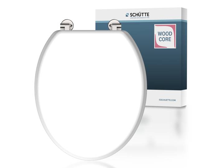 WC-Sitz SCHÜTTE, weiß, B:380cm L:440cm, MDF - Mitteldichte Holzfaserplatte, WC-Sitze, WC-Sitz, mit Holzkern, maximale Belastung der Klobrille 150 kg
