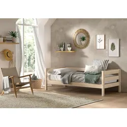 VIPACK VIPACK - Funktions-Kojen Bett mit Umrandung und Rolllattenrost, 90x200, Ausf. Milky White lackiert