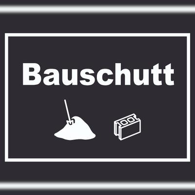 HB-Druck Bauschutt Mülltrennung Schild Text Symbol Ziegel Baustein waagerecht A6 Rückseite selbstklebend