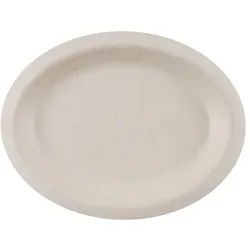 50x BIO Einwegteller oval aus Zuckerrohr Natur 26x20 cm hitzebeständig kompostierbar Teller Einmalteller Wegwerfteller