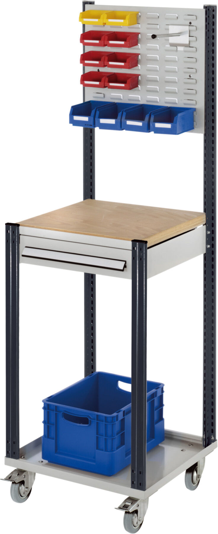 Kappes Mobile Arbeitsstation RAL 7035/7016 B500 mm 1 Schublade Schlitzplatte (5303.00.2124)