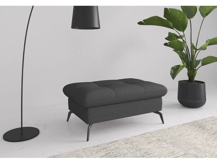 Polsterhocker, Flachgewebe LINO, Dunkelgrau, 102×47×69 cm, Mit Stauraum, SIT & MORE Amica