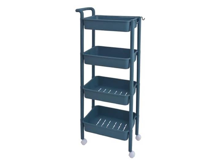 DFHetFH Rollwagen Rollwagen, Mobiles Lagerregal Mit Rädern, Multifunktionaler Servicewagen Für Küche, Büro Und Badezimmer Küchenwagen(Blue,4 Tier)