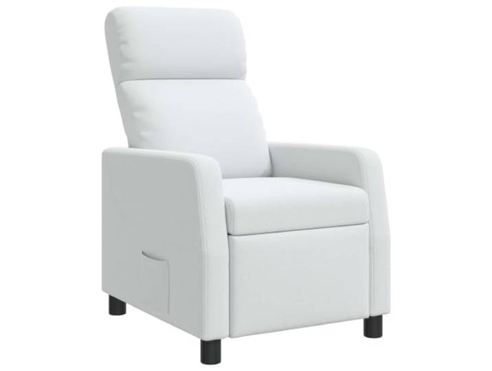 Relaxsessel Weiß Stoff 66 x 95 x 100 cm Verstellbare Liegeposition 115°-160°, 100 % Polyester, Metall und Holzwerkstoff, Wohnzimmer