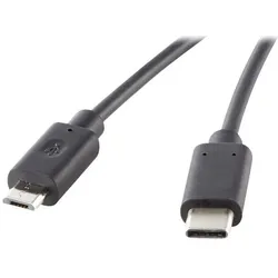 DLH USB-C Cable To Micro USB 1m 3a Black (1 m, USB 2.0), USB Kabel