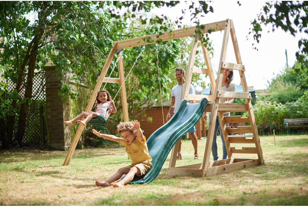 Plum Play Tamarin Double Swing Set and Slide Brown 3