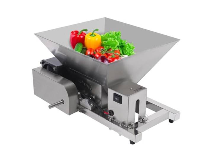 Elektrische Obstmühle Zerkleinerer,60W Obst und Brot Zerkleinerungsmaschine mit Getriebe,20kg/h,4L Brechmaschine,1600r/min,Kunststoff-Schutzabdeckungen,Silber