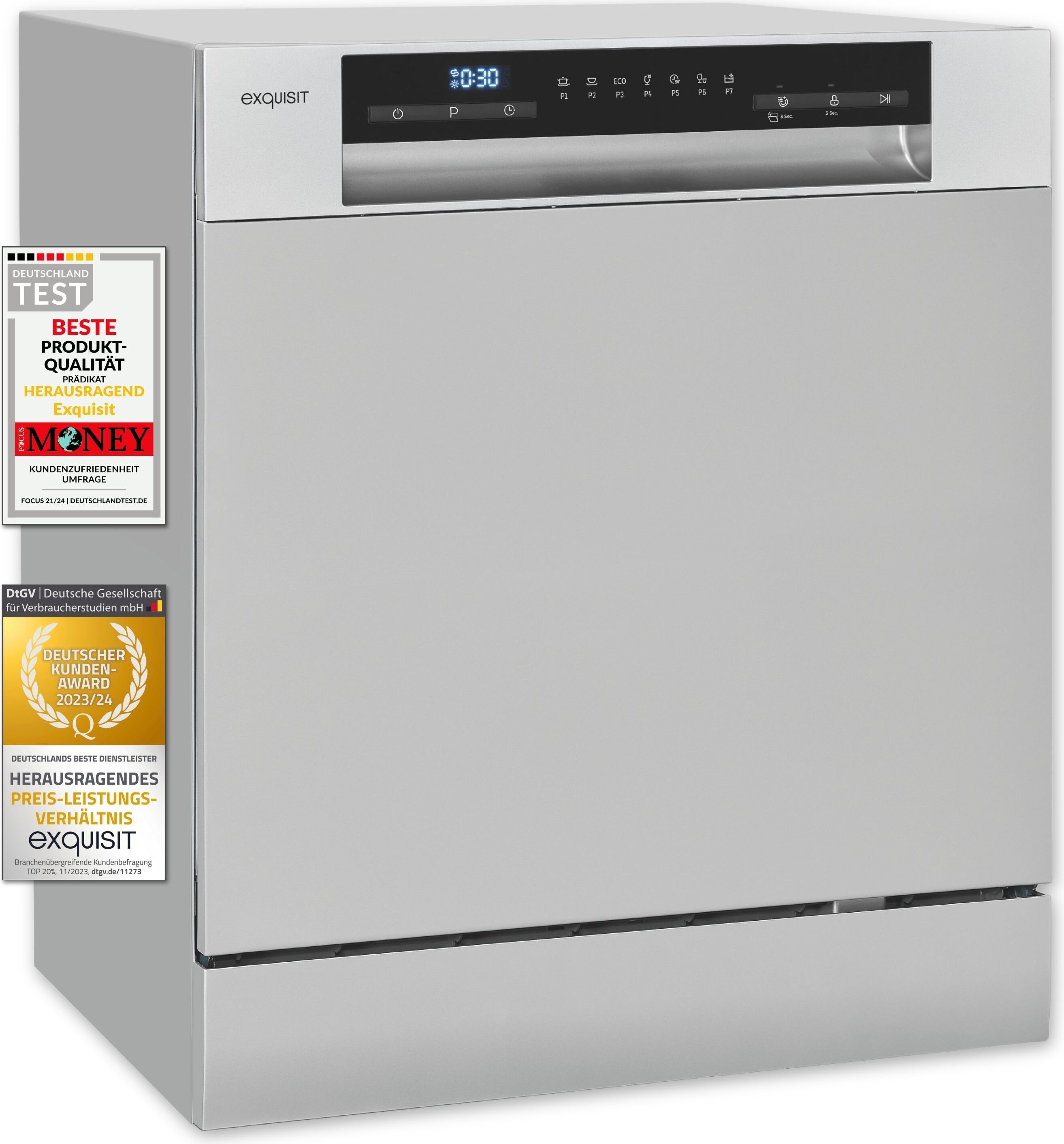 Exquisit Geschirrspüler GSP508-030D silber | Spülmaschine 55 cm | Power+ | ECO Modus | Standgerät