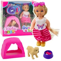 Mini-Puppenset mit Hund, Zelt und Zubehör