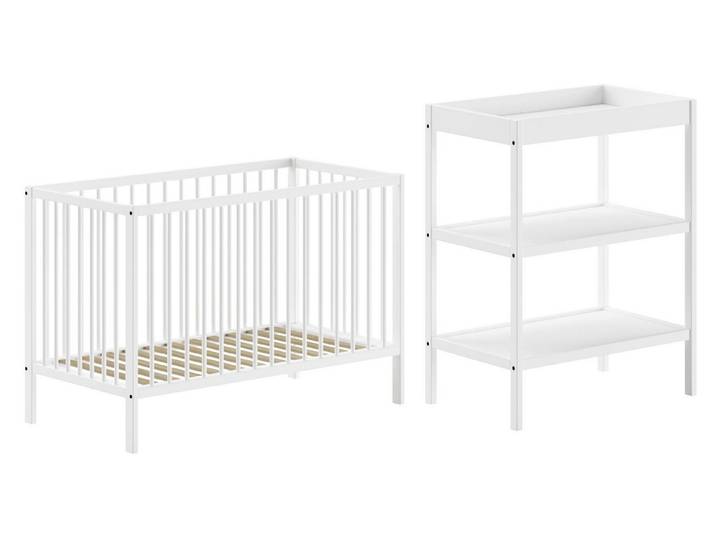 58 aufm Kessel Babyzimmer-Komplettset Babyzimmer Set Kara-lynn 2 Komplettset Massivholz Buche Weiß