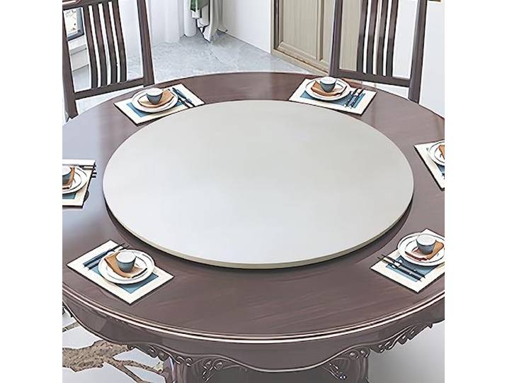 ESOYAWE Esstische Rundes Drehbares Tablet, 50 60 70 80 90 100 cm Tischplatte Drehtablett, Mit Silent Base Zum Einfachen Teilen Aller Speisen Holz Rotating Tablett, Für Küche Essen Parteien Hochzeit