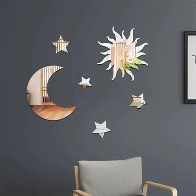Uplifted Finds 6 Piece Star & Moon Acrylic Mirror Wall Stickers Ramadan Kareem Decorative Accent Decals 6 Piece Star & Moon Acrylic Mirror Wall Stickers Ramadan Kareem Decorative Accent Decals