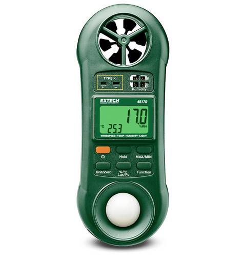 Extech 45170 Temperatur-Messgerät -100 - +1300°C Fühler-Typ K Multifunktions-Umweltmessgerät 4in1