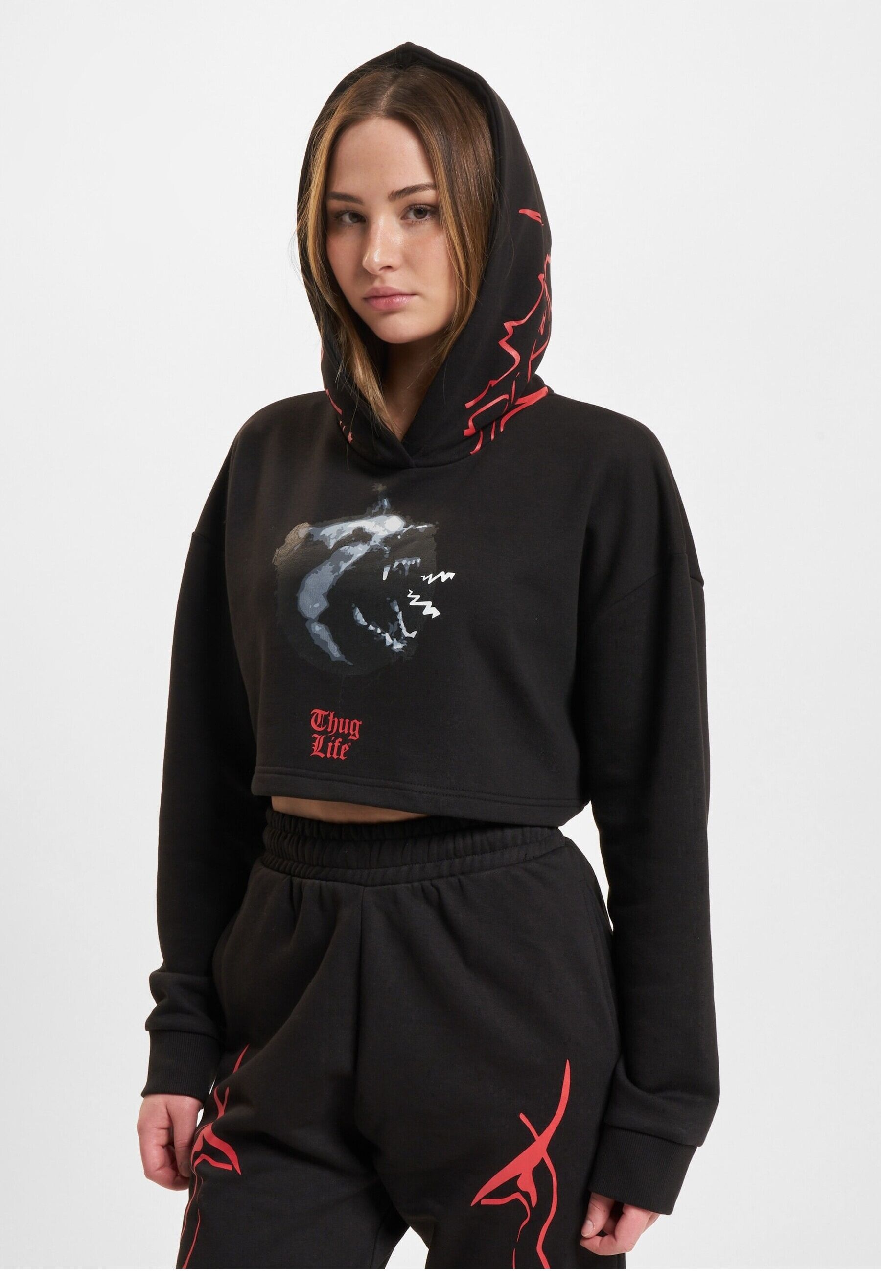 Kapuzensweatshirt THUG LIFE "Thug Life Thug Life Dusky Hoodies", Damen, Gr. XS, schwarz, 100% Baumwolle, bedruckt, Rundhals, Sweatshirts