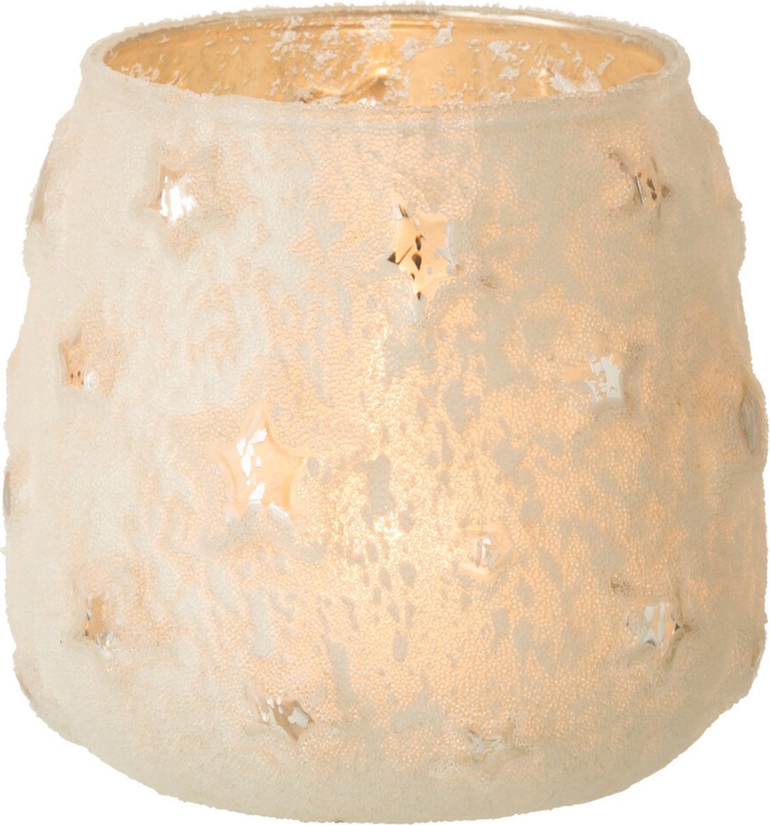 J-Line theelichthouder Ster in zilver en glas, small