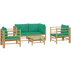 Helloshop26 - Gartenmöbel-Set 5-teilig mit Kissen grüner Bambus 02_0016507