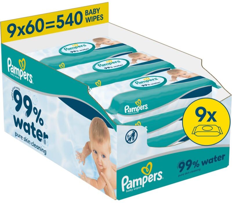 Pampers 99% Water Baby Wipes wet cleansing wipes for children 9x60 pc