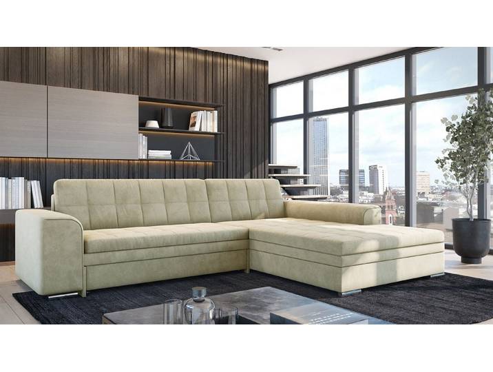 Fun Möbel Ecksofa Schlafsofa LUSAKA mit Ottomane in Stoff, Rundumbezug, Ottomane Links oder Rechts