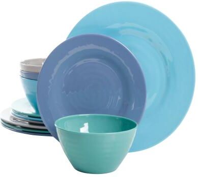 Gibson Home Brist 12 Piece Dinnerware Set in 4 Assorted Colors