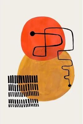 Uplift Essentials Mid Century Abstract Brush Stroke Art Minimalist Orange Watercolor Canvas Modern Wall Painting For Living Room style 2 12x18 In
