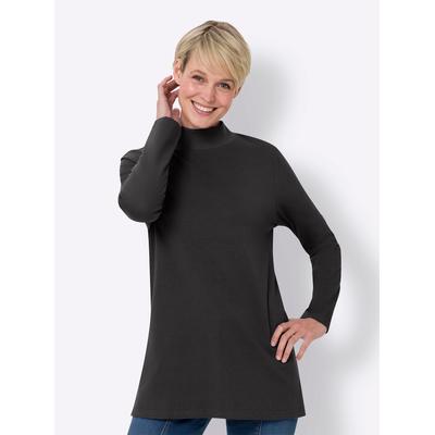Longshirt CLASSIC BASICS "Longshirt", Damen, Gr. 50, schwarz, 100% Baumwolle, unifarben, Shirts Longshirt