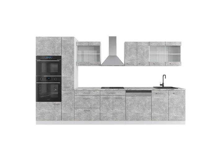 Vicco Küchenzeile R-Line, Beton/Weiß, AP Marmorn