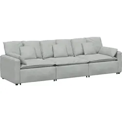 vidaXL Modulares Sofa mit Kissen Hellgrau