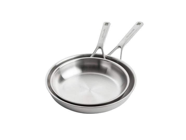 Set de 2 poêles Kitchenaid (24 et 28 cm) - Acier Inoxydable 3PLY