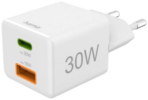 Hama 00201992 USB Ladegerät 30W 1x USB-A, 1x USB-C USB PD Weiß Innenbereich USB Power Delivery (USB-PD)