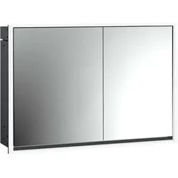 emco loft Lichtspiegelschrank, 1000mm, 2 Türen, Unterputzmodell, schwarz/spiegel, 979813317, Ausführung: breite Tür links