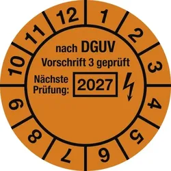 Dreifke® Prüfplakette nach DGUV,Nächste Prüfung, 2027,Dokumentenfolie,Ø 30 mm, 10 St./Bo.