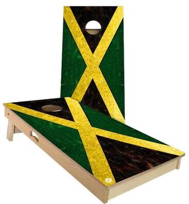 Skip's Garage Jamaica Flag Outdoor Cornhole Board Set