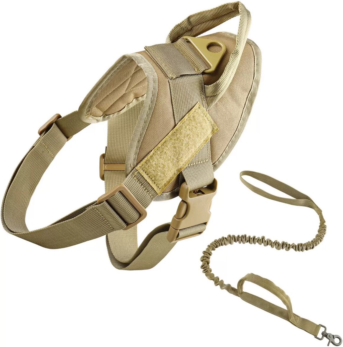 INF Multifunktionales Taktisches Hunde-Geschirr Set L (20-34 kg) – Robust, Zugfrei, Atmungsaktiv mit Griff Khaki