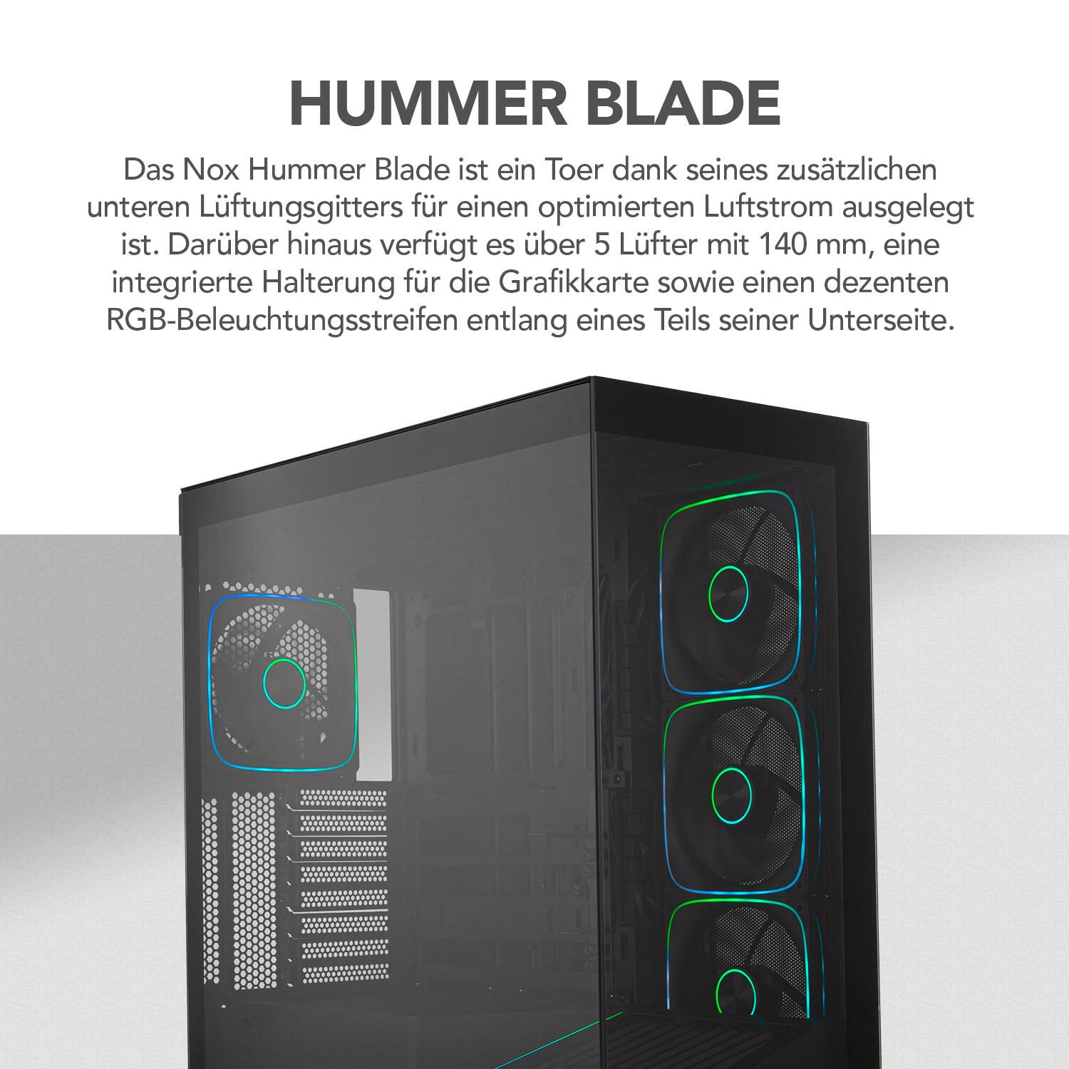 Nox-xtreme NOX HUMMER BLADE ARGB ATX Tower Gehäuse schwarz NXHUMMERBLADEBK
