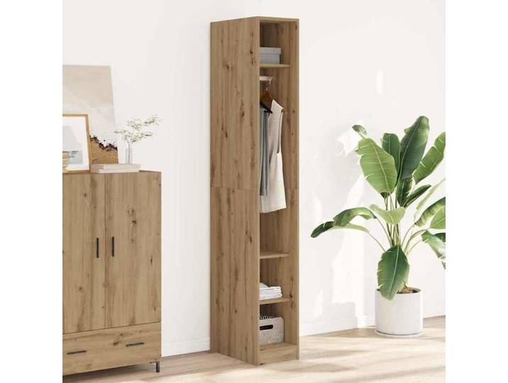 Garde-robe chêne artisanal - JILI'S - 30x50x200 cm - Bois d'ingénierie - Brun - Grand espace de rangement