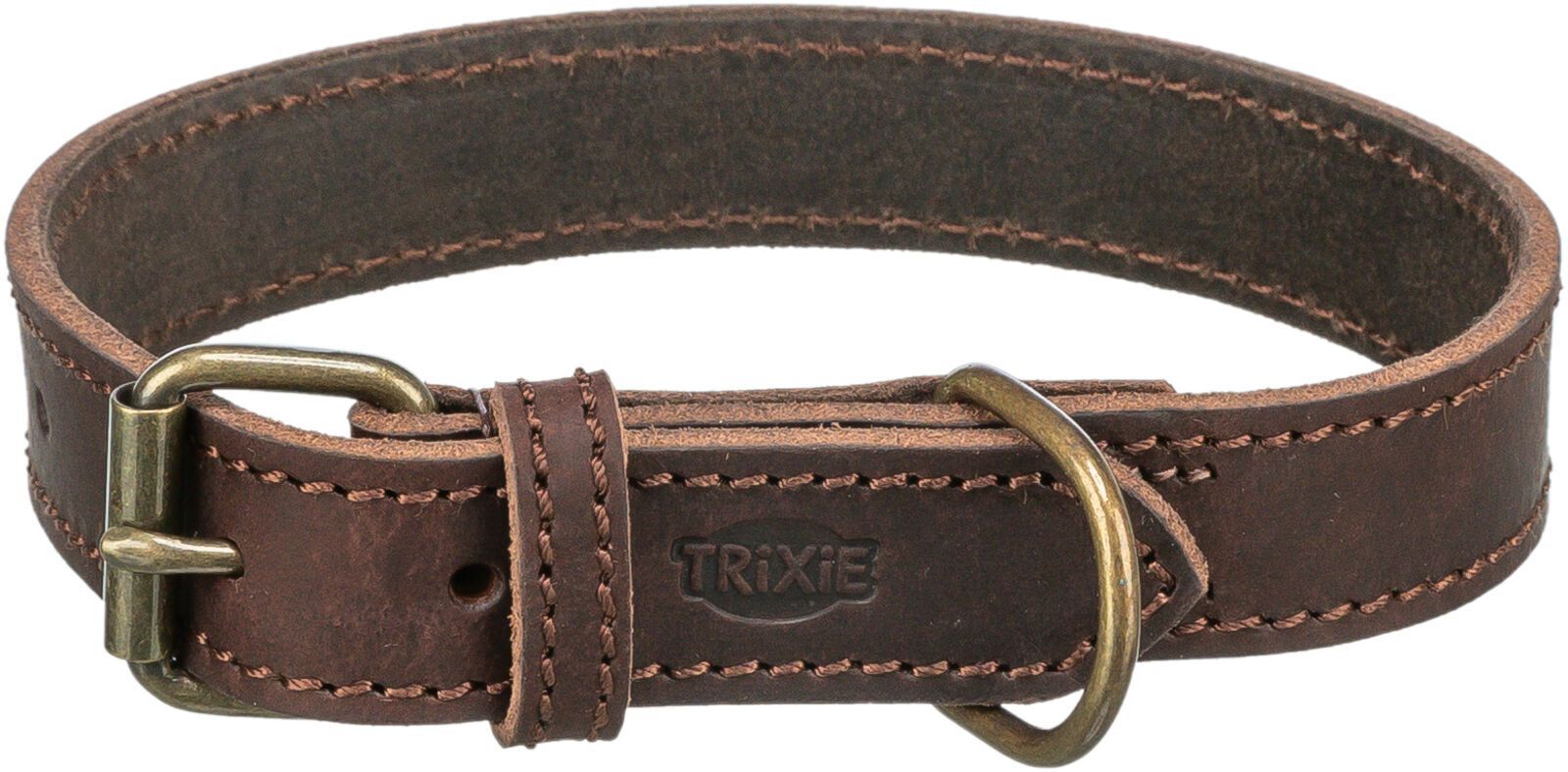 TRIXIE Rustic Fettleder-Halsband, L: 48–56 cm / 30 mm, dunkelbraun