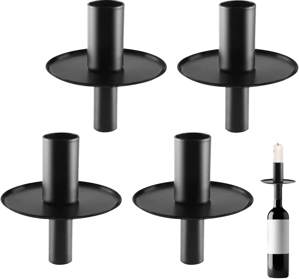 Aladdien Set van 4 Decoratieve Vintage Kandelaars - Zwart - Metaal