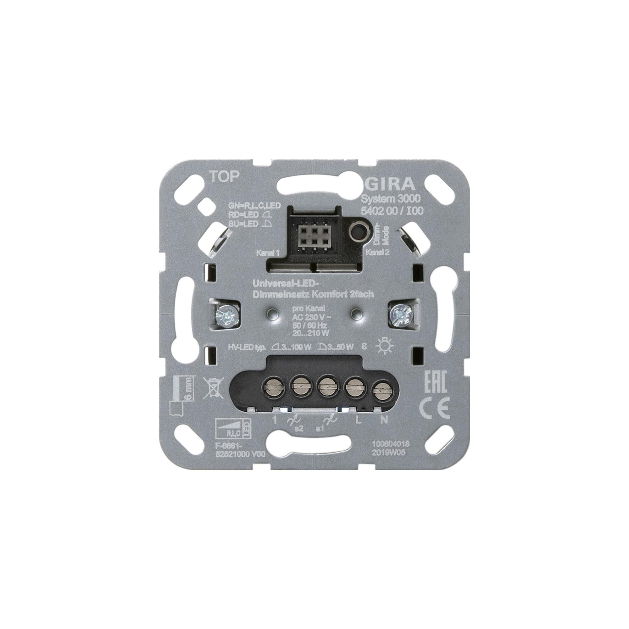 Gira Uni-LED-Dimmeinsatz 2fach S3000 540200)