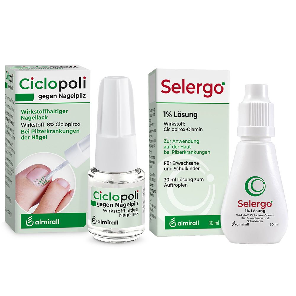 Ciclopoli gegen Nagelpilz wirkstoffhalt.Nagellack + Selergo 1% Lösung 6,6+3 ml Kombipackung