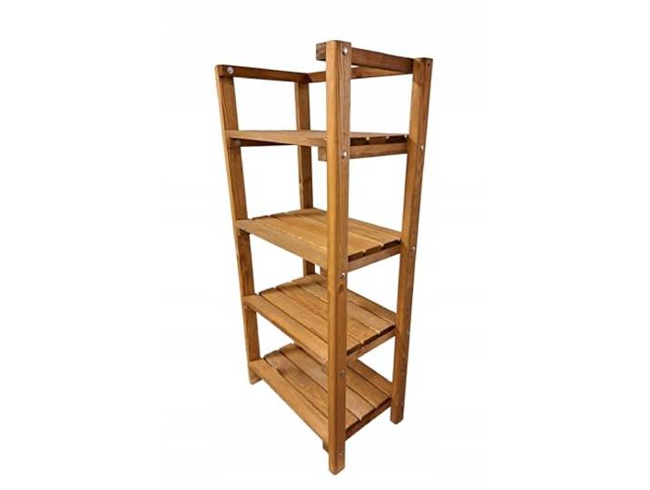 HolzGarden Holzregal Stehend 56x120x35 cm Schwerlastregal bis 100 kg Standregale Imprägniert Kiefer Holz Kellerregal Ablagengarage Küchenregal Farbe Teak