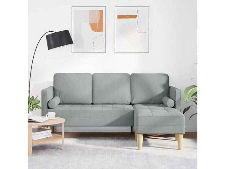 vidaXL Sofa vidaXL Sofa Set mit Kissen Hellgrau Polyester