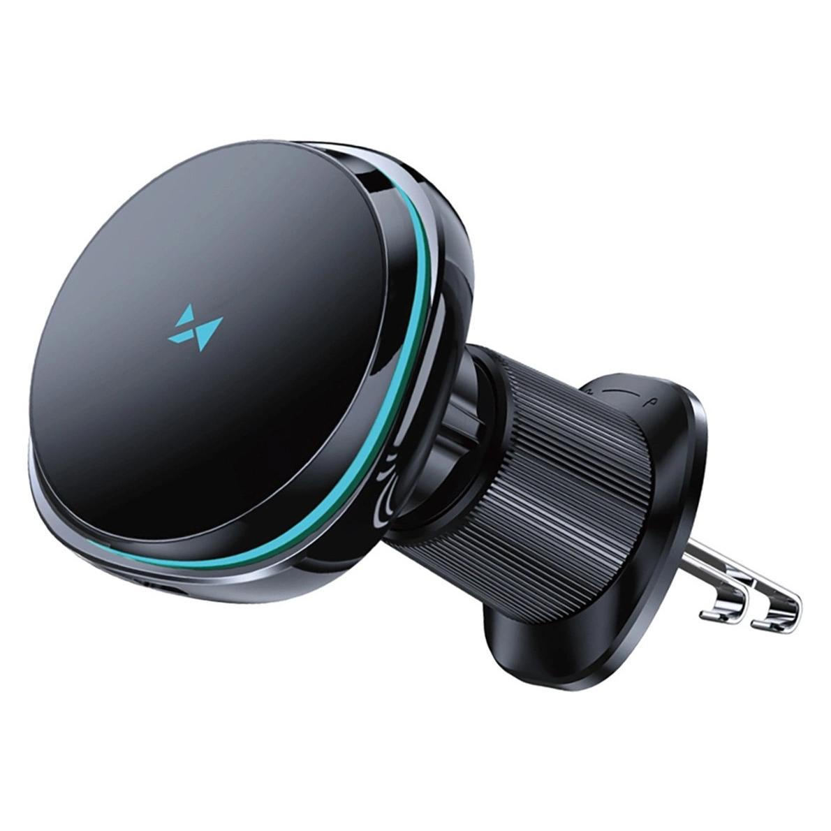 Wozinsky WCT5-Q6S2Y Car Holder with Qi/MagSafe 15W Inductive Charger for Ventilation Grill with Fan - Black (1409315874)