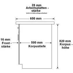 Unterschrank Regal 30 cm Bianca Grey Rose - Grau Küchenzeile Küchenblock