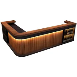 Maßanfertigung Bartresen, Eckbar, Gastronomie-Theke, Empfangstresen, Restaurant-Bar, Braun 220x60cm【Hutaohei 220 ZJ60】