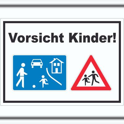 HB-Druck Vorsicht Kinder Spielstrasse Aufkleber A2 (420x594mm)