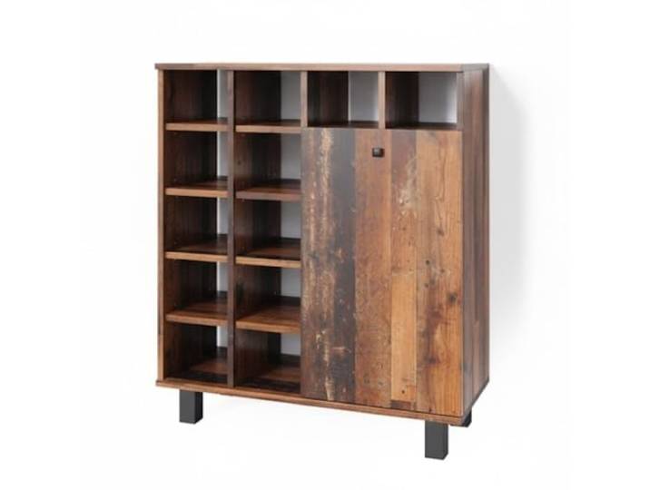 Vicco Badschrank Fynn , Eiche rustikal, 78.4 x 91.6 cm 1 Tür · 12 Ablagefächer · Mit kippbarem Wäschekorb · Übersichtliche Aufbewahrung · Übersichtliche Aufbewahrung
