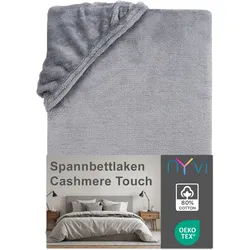 NYVI Spannbettlaken DreamScience Cashmere Touch Spannbetttuch - Kuschelweiches & Wärmendes Bettlaken für Matratzenhöhe bis zu 22 cm Farbe:grau;Größe:140x200 - 160x200 cm