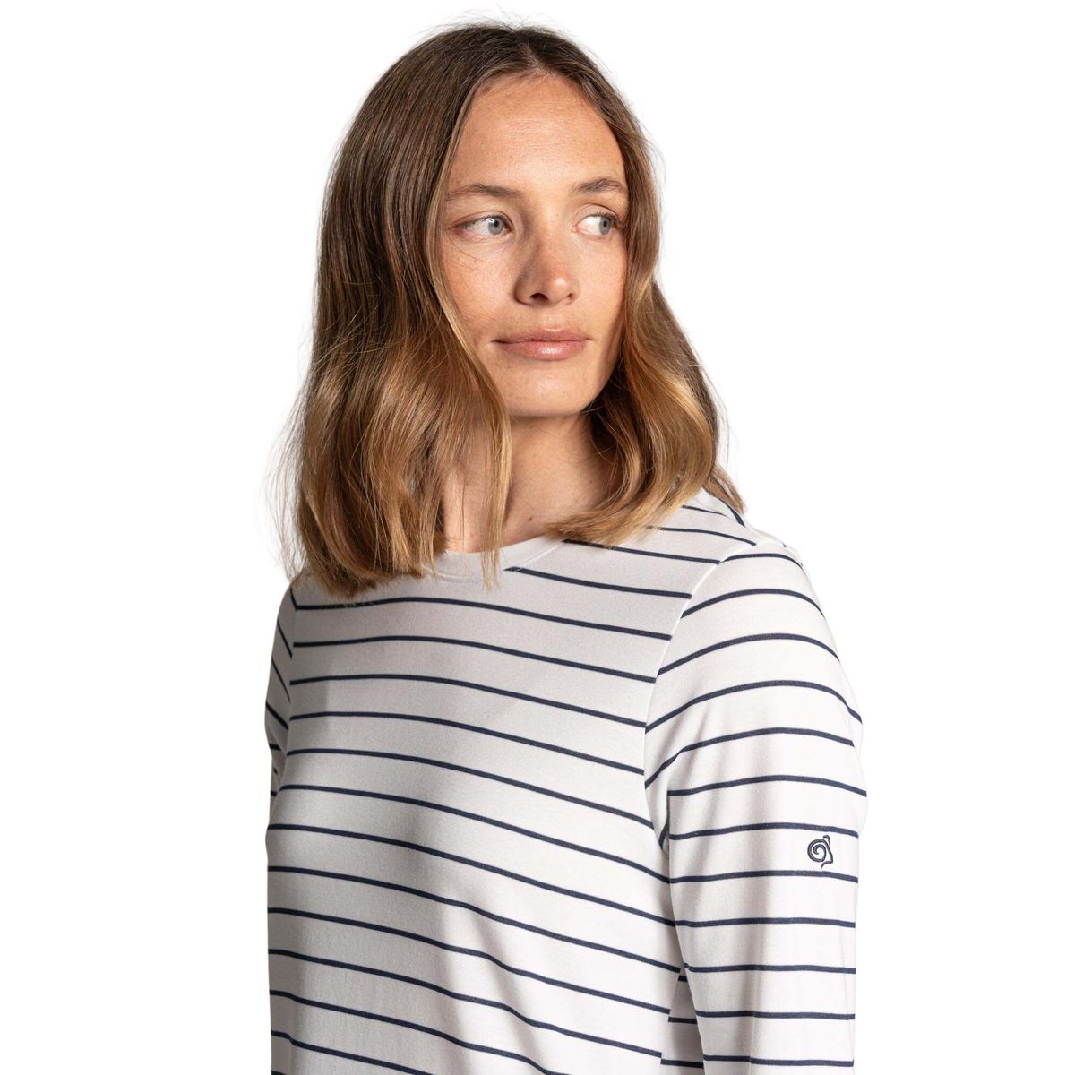 Craghoppers Nosilife Akona Long Sleeved Top sail white/blue navy stripe (1SI) 34 CWT1368 1SI 08L