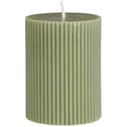 IB Laursen Stumpenkerze gerillt, Höhe 9, Ø 6.8 cm, staubig grün