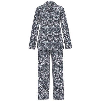 Schlafanzug SEIDENSTICKER "Damen Pyjama Lang bodywear", Damen, Gr. 42, blau (navy), Homewear-Sets Schlafanzug